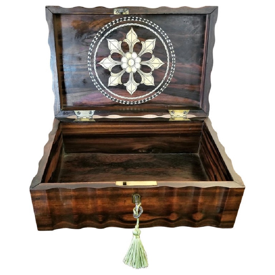 19 Century Anglo Ceylonese Coromandel and Bone Box